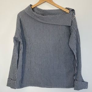 Michael Stars Striped Asymmetrical collar Women's Top Blouse XS - Small d7